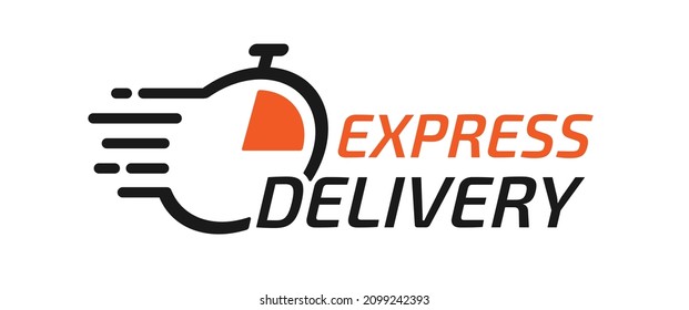 express delivery vector logo illustration isolated on white. express delivery color illustration with fast stopwatch illustration for your business design