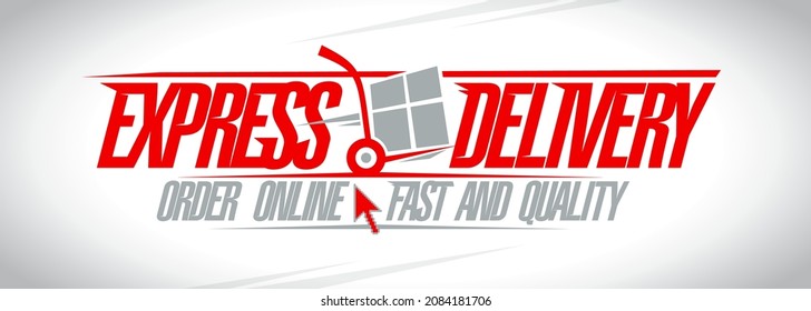 Express delivery vector web banner template - fast and quality, order online