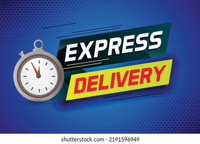 Express delivery word concept vector illustration with stopwatch style for use landing page, template, ui, web, mobile app, poster, banner, flyer, background, gift card, coupon, label