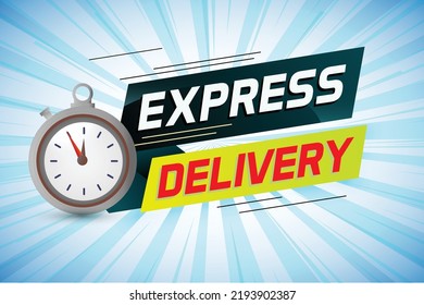 Express delivery word concept vector illustration with stopwatch style for use landing page, template, ui, web, mobile app, poster, banner, flyer, background, gift card, coupon, label