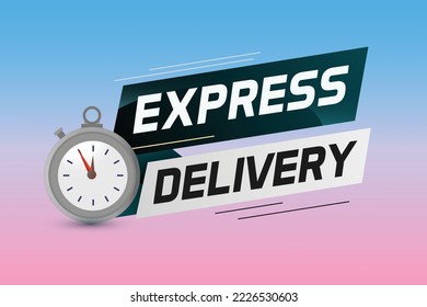 Express delivery word concept vector illustration with stopwatch style for use landing page, template, ui, web, mobile app, poster, banner, flyer, background, gift card, coupon, label
