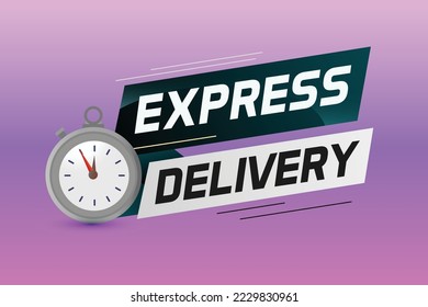 Express delivery word concept vector illustration with stopwatch style for use landing page, template, ui, web, mobile app, poster, banner, flyer, background, gift card, coupon, label
