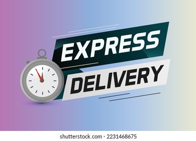 Express delivery word concept vector illustration with stopwatch style for use landing page, template, ui, web, mobile app, poster, banner, flyer, background, gift card, coupon, label