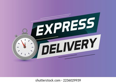 Ilustración vectorial de palabra de entrega rápida con estilo de cronómetro para uso página de inicio, plantilla, ui, web, aplicación móvil, afiche, banner, volante, fondo, tarjeta de regalo, cupón, etiqueta