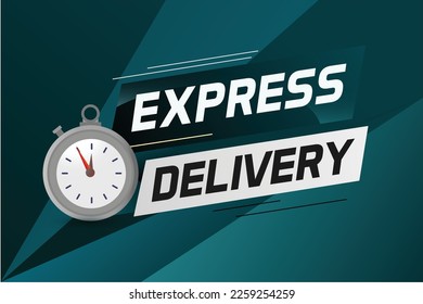 Express delivery word concept vector illustration with stopwatch style for use landing page, template, ui, web, mobile app, poster, banner, flyer, background, gift card, coupon, label