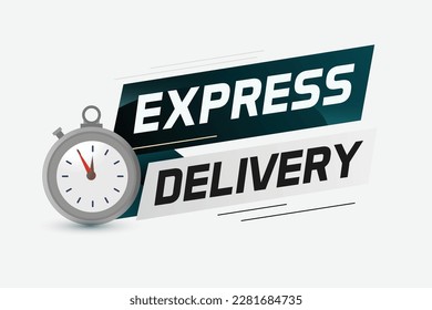 Express delivery word concept vector illustration with stopwatch style for use landing page, template, ui, web, mobile app, poster, banner, flyer, background, gift card, coupon, label