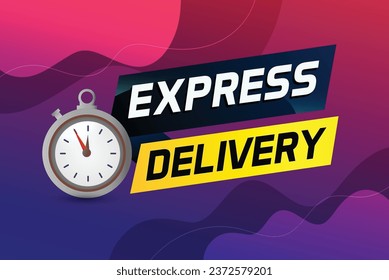 Express delivery word concept vector illustration with stopwatch style for use landing page, template, ui, web, mobile app, poster, banner, flyer, red background, gift card, coupon, label