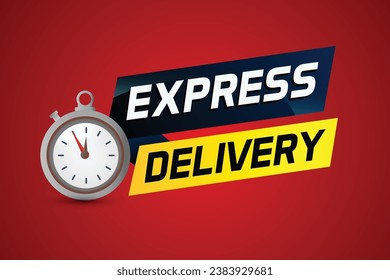 Express delivery word concept vector illustration with stopwatch style for use landing page, template, ui, web, mobile app, poster, banner, flyer, red background, gift card, coupon, label