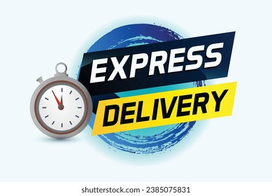 Express-Lieferwort-Konzept, Vektorgrafik mit Stoppuhr Stil verwenden Landing-Page, Vorlage, i, Web, Mobile App, Poster, Banner, Flyer, roter Hintergrund, Geschenkkarte, Coupon, Etikett