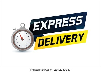 Express delivery word concept vector illustration with stopwatch style for use landing page, template, ui, web, mobile app, poster, banner, flyer, red background, gift card, coupon, label