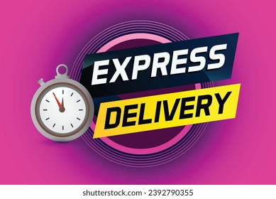 Express delivery word concept vector illustration with stopwatch style for use landing page, template, ui, web, mobile app, poster, banner, flyer, red background, gift card, coupon, label