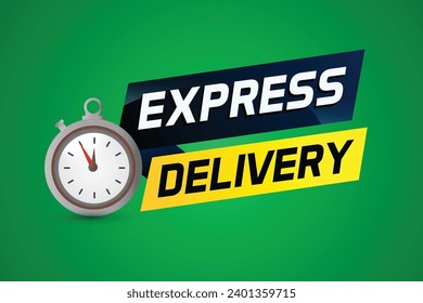 Express delivery word concept vector illustration with stopwatch style for use landing page, template, ui, web, mobile app, poster, banner, flyer, red background, gift card, coupon, label