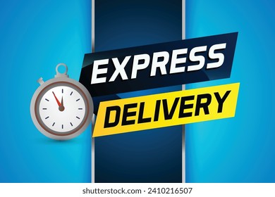 Express delivery word concept vector illustration with stopwatch style for use landing page, template, ui, web, mobile app, poster, banner, flyer, background, gift card, coupon, label	