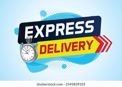 Express delivery word concept vector illustration with stopwatch style for use landing page, template, ui, web, mobile app, poster, banner, flyer, background, gift card, coupon, label  