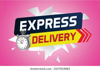 Express delivery word concept vector illustration with stopwatch style for use landing page, template, ui, web, mobile app, poster, banner, flyer, background, gift card, coupon, label  