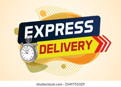 Express delivery word concept vector illustration with stopwatch style for use landing page, template, ui, web, mobile app, poster, banner, flyer, background, gift card, coupon, label  