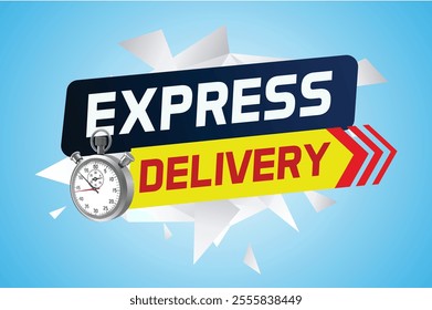 Express delivery word concept vector illustration with stopwatch style for use landing page, template, ui, web, mobile app, poster, banner, flyer, background, gift card, coupon, label  