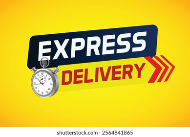 Express delivery word concept vector illustration with stopwatch style for use landing page, template, ui, web, mobile app, poster, banner, flyer, background, gift card, coupon, label  