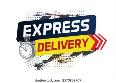 Express delivery word concept vector illustration with stopwatch style for use landing page, template, ui, web, mobile app, poster, banner, flyer, background, gift card, coupon, label  