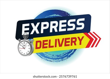 Express delivery word concept vector illustration with stopwatch style for use landing page, template, ui, web, mobile app, poster, banner, flyer, background, gift card, coupon, label

