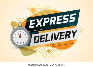 Express delivery word concept vector illustration with stopwatch style for use landing page, template, ui, web, mobile app, poster, banner, flyer, background, gift card, coupon, label

