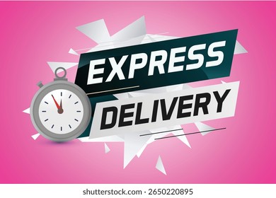 Express delivery word concept vector illustration with stopwatch style for use landing page, template, ui, web, mobile app, poster, banner, flyer, background, gift card, coupon, label

