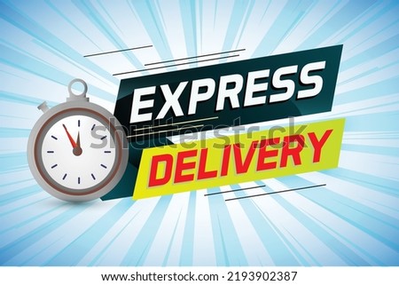 Express delivery word concept vector illustration with stopwatch style for use landing page, template, ui, web, mobile app, poster, banner, flyer, background, gift card, coupon, label