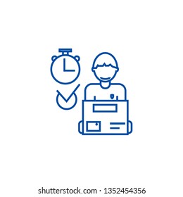 Express delivery,courier service,order box line icon concept. Express delivery,courier service,order box flat  vector symbol, sign, outline illustration.