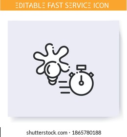 Express design line icon. Fast design solutions service. Designer project. Quick services, short term, rapid work, time management concept. Isolated vector illustration. Editable stroke