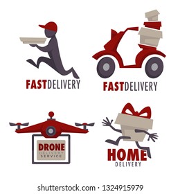 Express dilivery vector cartoon set or logos signes