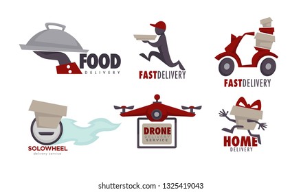 Señales de logotipos o conjuntos de dibujos animados de los vectores de distribución rápida