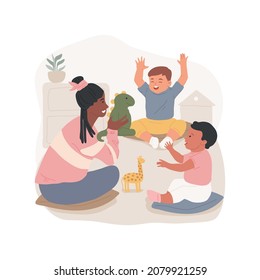 Express emotions isolated cartoon vector illustration. Baby express emotions through sounds, facial expressions and movements, social interaction, kindergarten, child care cartoon vector.
