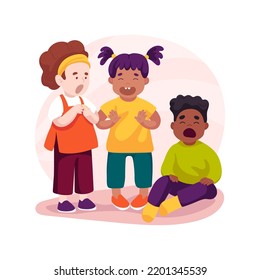 Express emotions isolated cartoon vector illustration. Baby express emotions through sounds, facial expressions and movements, social interaction, kindergarten, child care vector cartoon.
