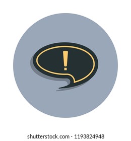 express an exclamation icon in badge style. One of web collection icon can be used for UI, UX