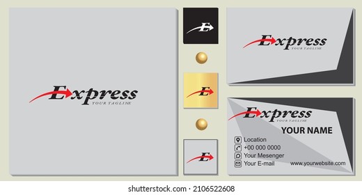 express expedition logo premium template with elegant business card vector eps 10