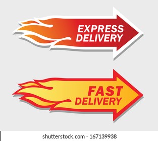 Express and Fast Delivery symbols. Vector flat design