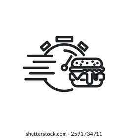 Express fast food thin line icons. Perfect pixel on transparent background