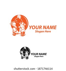 Servicio postal terrestre Express por Scooter Concept, Courier Service Man Vector Icon Design