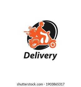 Express Ground Postal Service by Scooter Concept, Courier Service Man Vector Icon Design