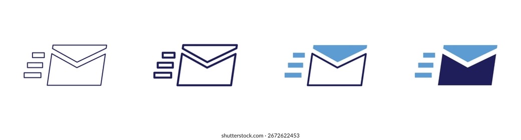 Icono Express en 4 estilos diferentes. Línea delgada, línea, línea en negrita, duotono. Estilo duotono. Trazo editable.