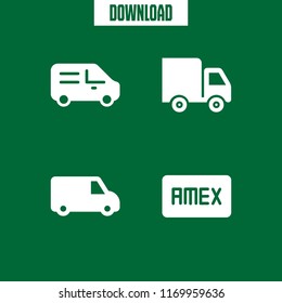 express icon. 4 express vector set. delivery truck, amex and delivery van icons for web and design about express theme