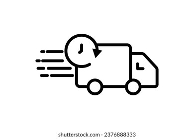 Express icon. Delivery car with clock. icon related to speed, fast delivery and efficient. suitable for web site, app, user interfaces, printable etc. Line icon style. Simple vector design editable