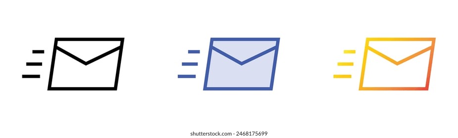 icono expreso. Diseño de estilo de relleno lineal, azul y degradado aislado sobre fondo blanco