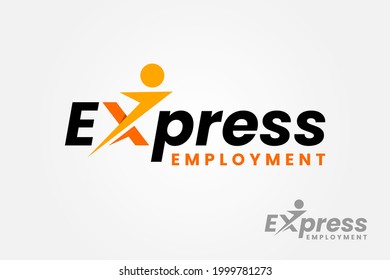 Express Job Logo Template Design. Delivery courier logistic logo. Active healthy people vector illustration