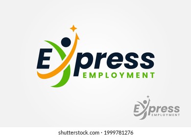 Express Job Logo Template Design. Delivery courier logistic logo. Active healthy people vector illustration