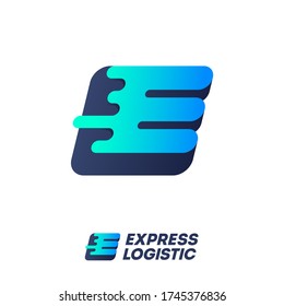 Express Logistic logo. E and L monogram with wind effect. E and L letters with movement. Dynamic logo. Velocity or delivery icon.