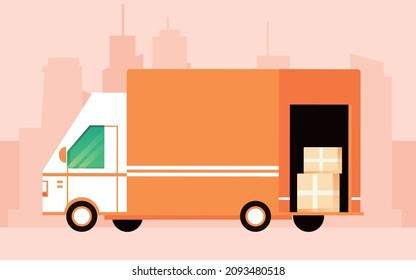Express logistics parcel signing character illustration logistics transportation event poster