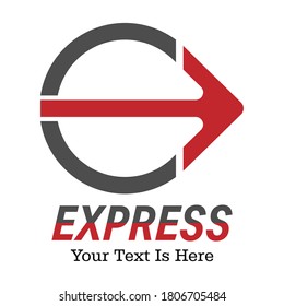 Express logo. Arrow and circle. Vector illustration for a logo, brand, sticker, or logo isolated on a white background
