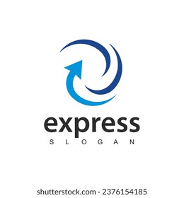 Diseño del logotipo Express vectorial, servicio de transporte y envío logístico.