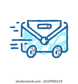 Vector de boceto de icono de doodle de correo expreso. signo de correo expreso. ilustración de símbolo aislado